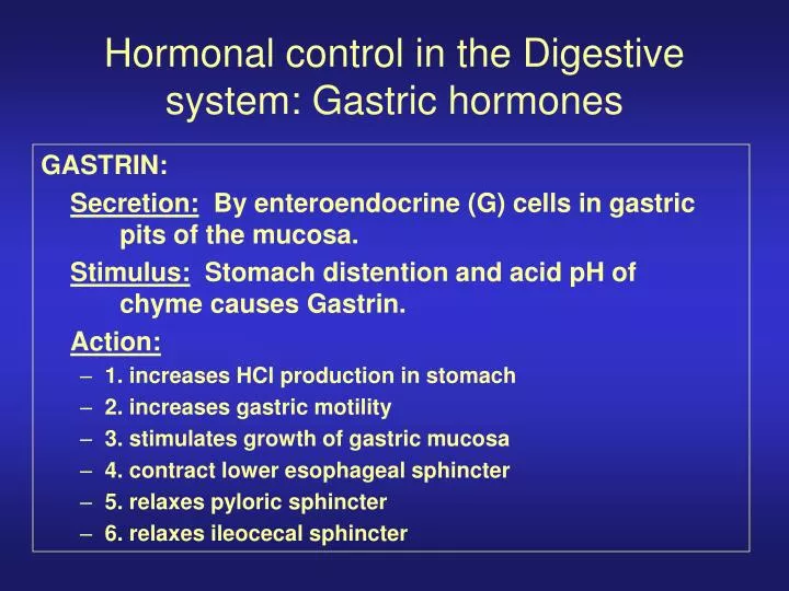 hormonal control in the digestive system gastric hormones