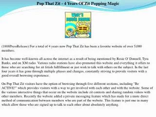 Pop That Zit - 4 Years Of Zit Popping Magic