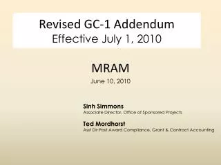 Revised GC-1 Addendum Effective July 1, 2010