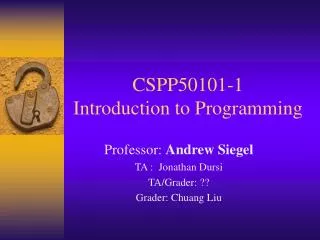 CSPP50101-1 Introduction to Programming