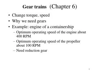 Gear trains (Chapter 6)