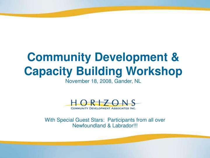 community development capacity building workshop november 18 2008 gander nl
