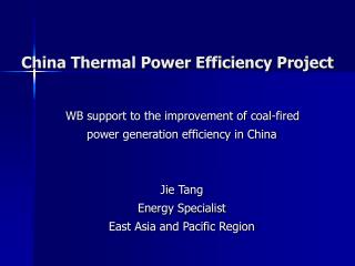 China Thermal Power Efficiency Project