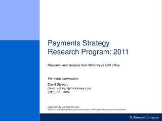 Payments Strategy Research Program: 2011