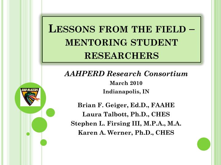 lessons from the field mentoring student researchers