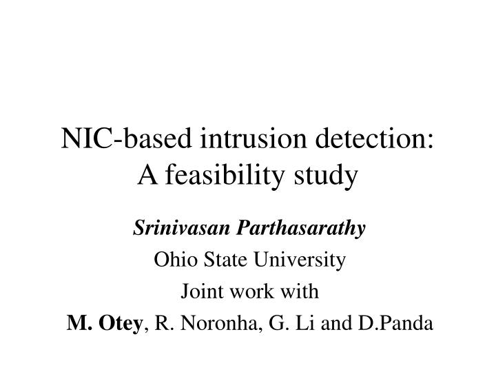 nic based intrusion detection a feasibility study