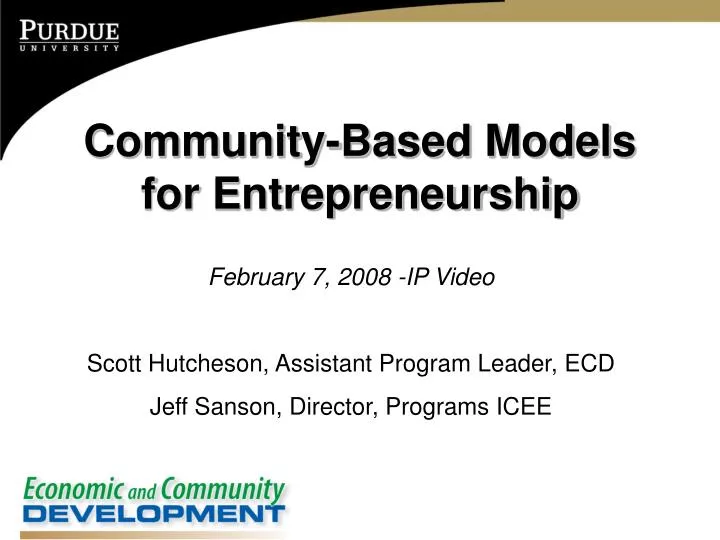 community based models for entrepreneurship
