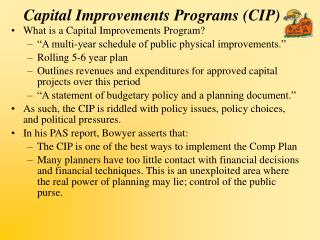 Capital Improvements Programs (CIP)