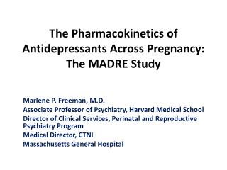 The Pharmacokinetics of Antidepressants Across Pregnancy: The MADRE Study