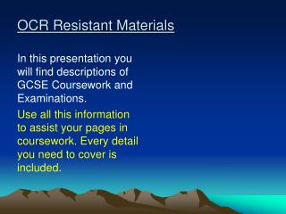 OCR Resistant Materials