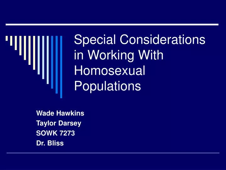 special considerations in working with homosexual populations