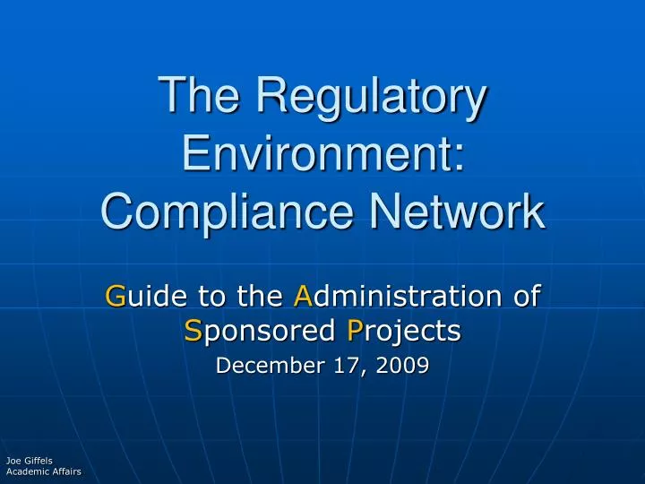 the regulatory environment compliance network