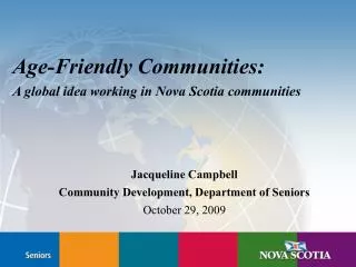 Age-Friendly Communities: A global idea working in Nova Scotia communities