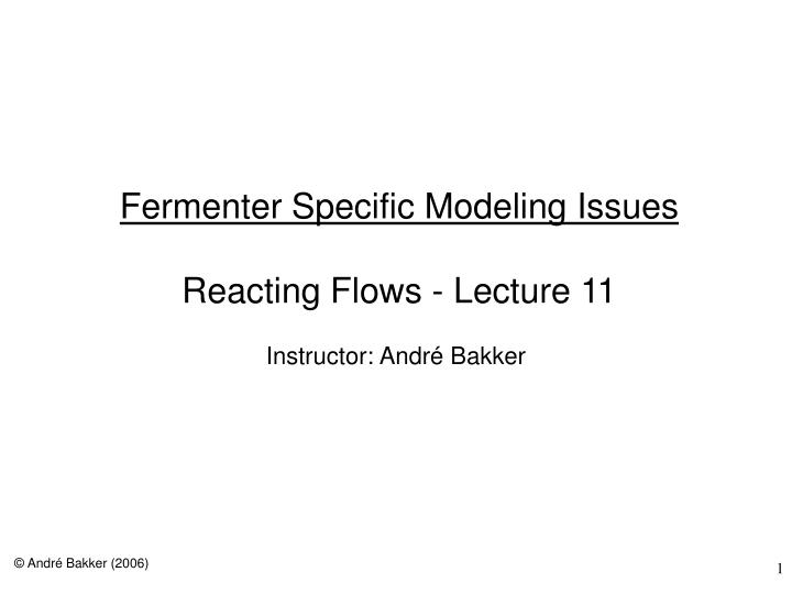 fermenter specific modeling issues reacting flows lecture 11