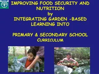IMPROVING FOOD SECURITY AND NUTRITION by INTEGRATING GARDEN -BASED LEARNING INTO PRIMARY &amp; SECONDARY SCHOOL C URRI