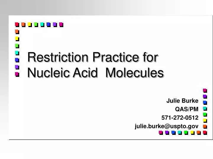 restriction practice for nucleic acid molecules