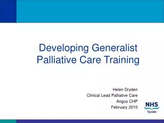 Developing Generalist Palliative Care Training