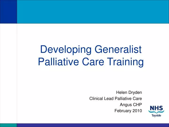 developing generalist palliative care training