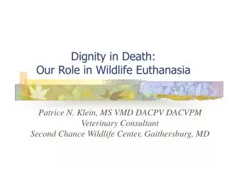 Dignity in Death: Our Role in Wildlife Euthanasia