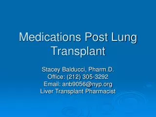 Medications Post Lung Transplant