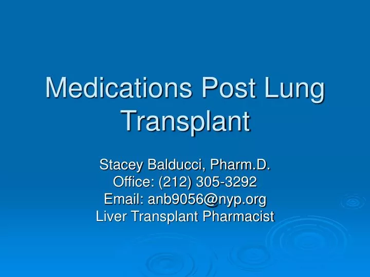 medications post lung transplant