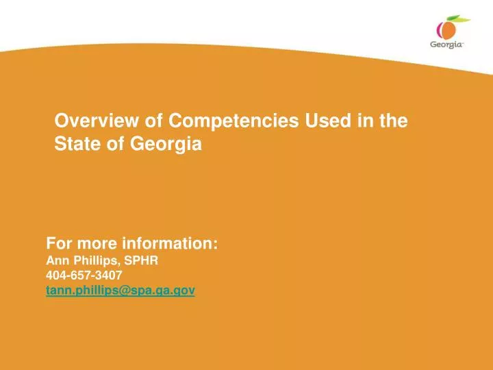 overview of competencies used in the state of georgia