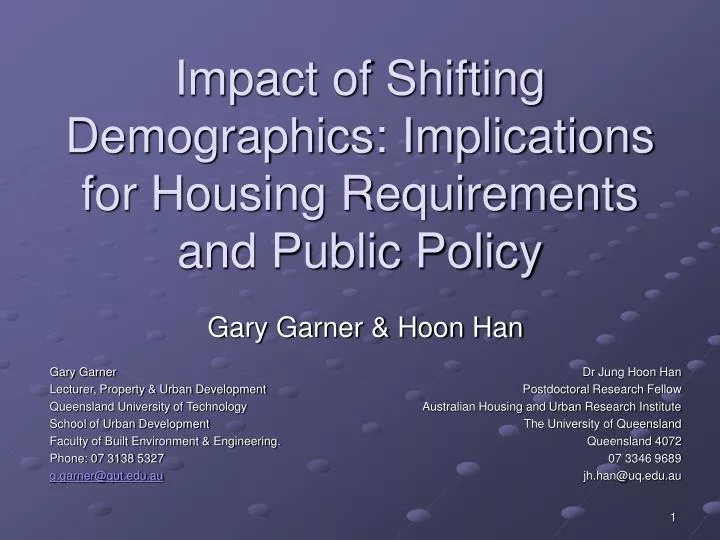 impact of shifting demographics implications for housing requirements and public policy