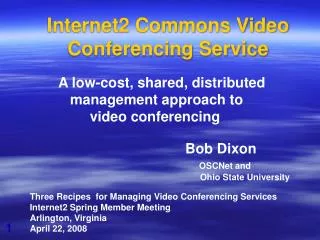 Internet2 Commons Video Conferencing Service
