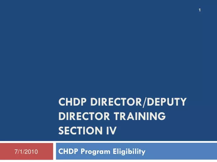 chdp director deputy director training section iv