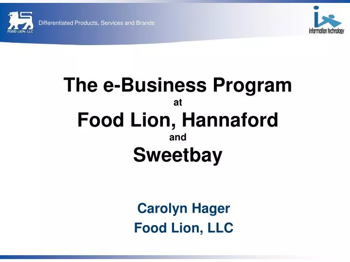 the e business program at food lion hannaford and sweetbay