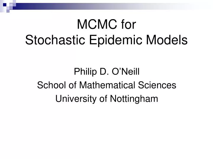mcmc for stochastic epidemic models