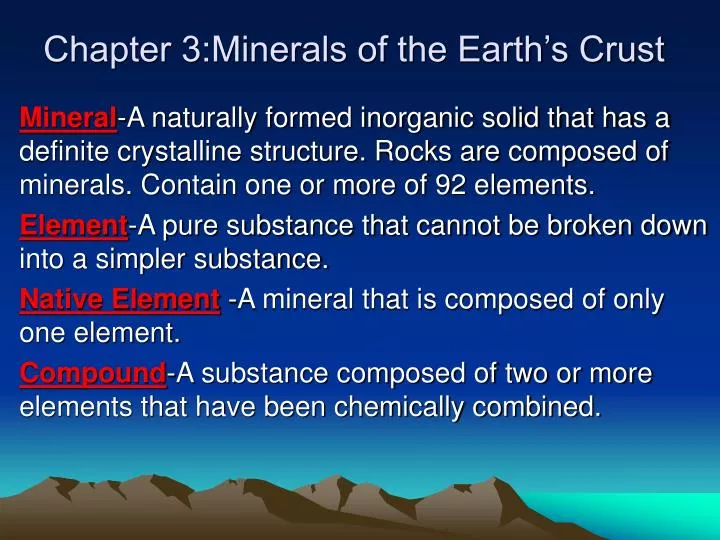 chapter 3 minerals of the earth s crust