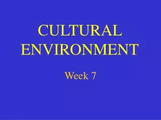 CULTURAL ENVIRONMENT