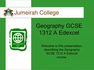 Geography GCSE 1312 A Edexcel