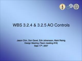 WBS 3.2.4 &amp; 3.2.5 AO Controls