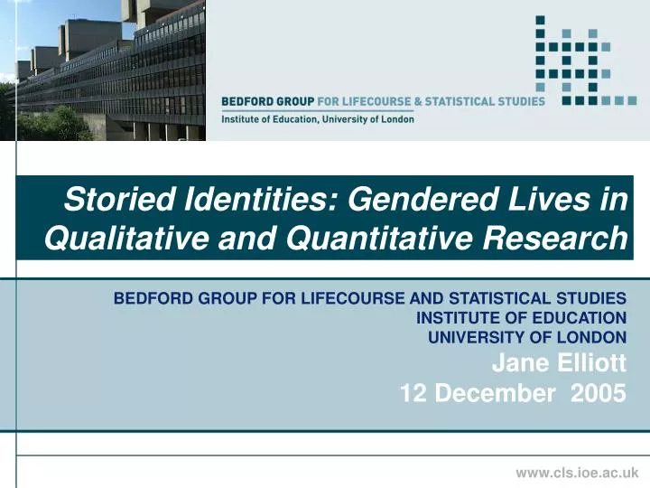 storied identities gendered lives in qualitative and quantitative research