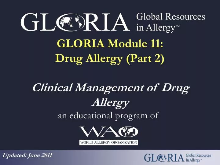 gloria module 11 drug allergy part 2 clinical management of drug allergy
