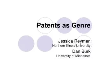 Patents as Genre