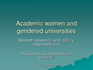 Academic women and gendered universities