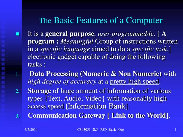 the basic features of a computer