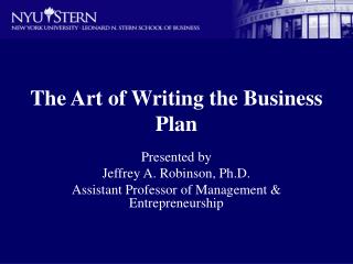 The Art of Writing the Business Plan