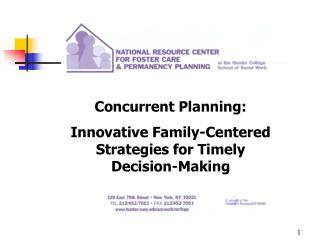Concurrent Planning: Innovative Family-Centered Strategies for Timely Decision-Making