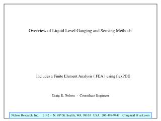 Overview of Liquid Level Gauging and Sensing Methods