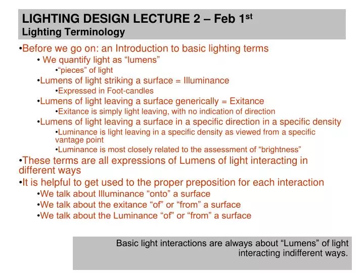 lighting design lecture 2 feb 1 st lighting terminology