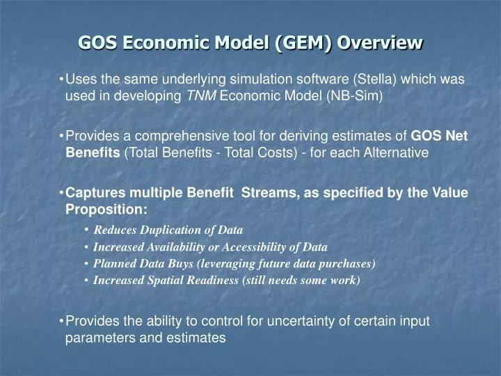 gos economic model gem overview