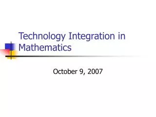 Technology Integration in Mathematics