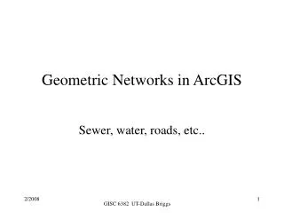 Geometric Networks in ArcGIS