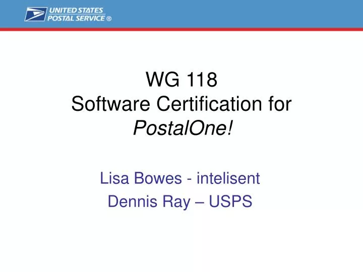 wg 118 software certification for postalone