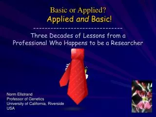 Basic or Applied? Applied and Basic! ------------------------------- Three Decades of Lessons from a Professional Wh