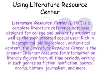 Using Literature Resource Center